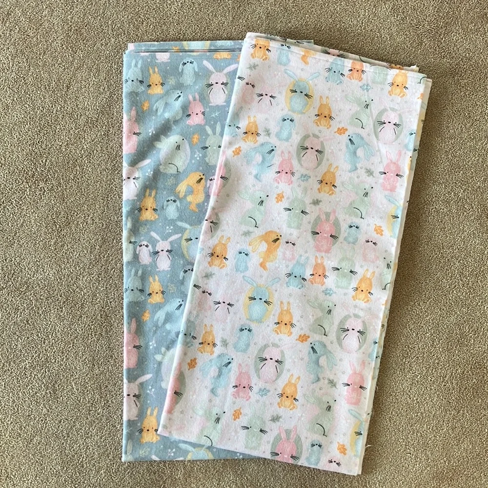 BUNNIES SWADDLE OR RECEIVING BLANKETS. BRAND NEW. EXTRA BIG. QUALITY FLANNEL